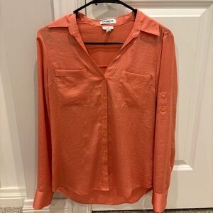 Express Women's Vibrant Orange Button-Down Shirt